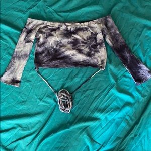 Tie dye off the shoulder crop top